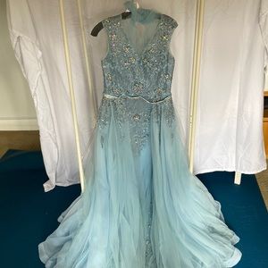 Baby Blue Andrea & Leo Couture Prom Dress